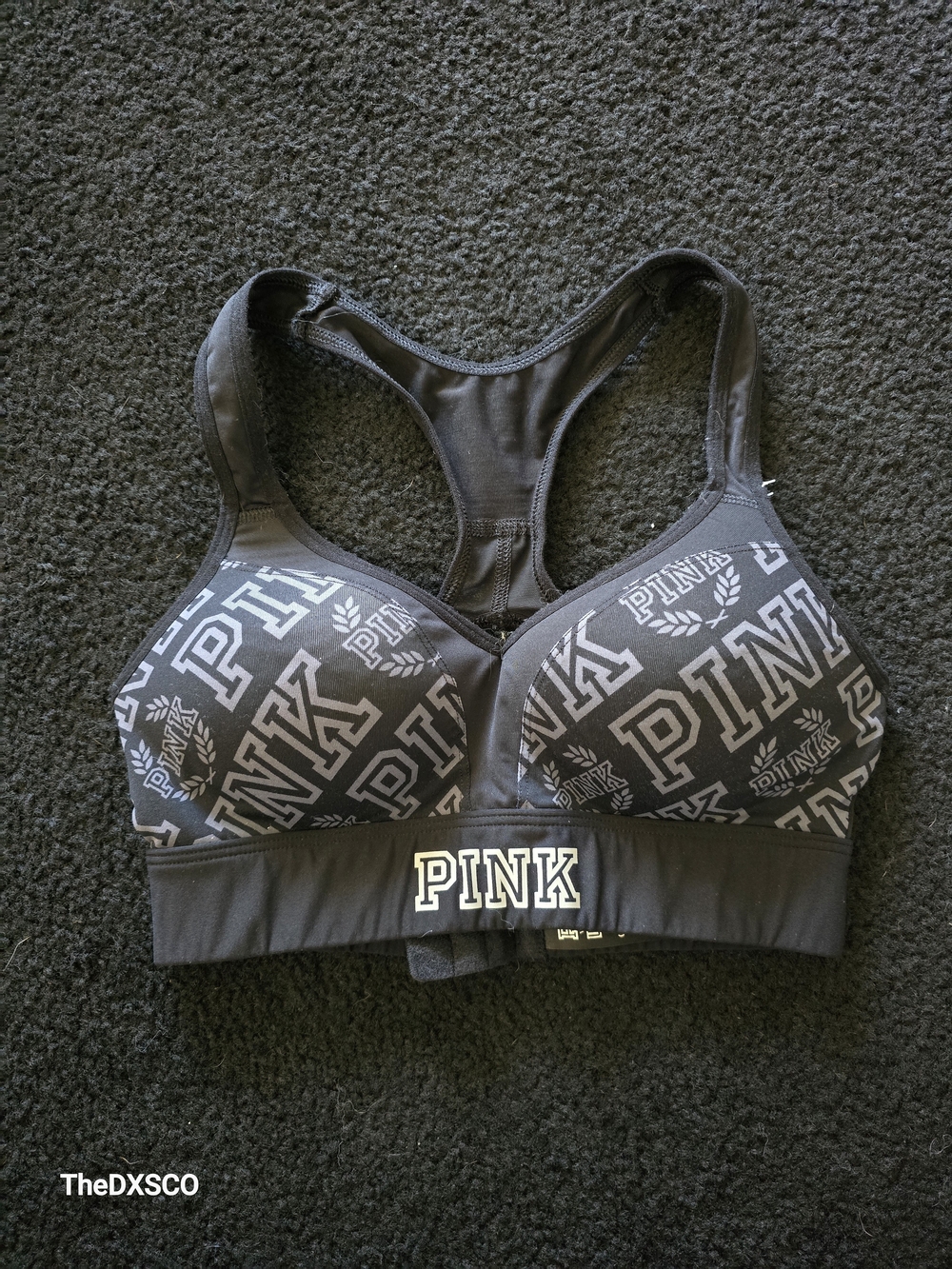 PINK Victoria's Secret Gray Logo Racerback Sports Bra